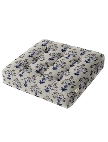Vargottam Square Floor Pillow - Royal Floral 22x22 Cotton Cushion with Shredded Memory Foam for Floor Seating, Yoga & Zen Decor von Vargottam