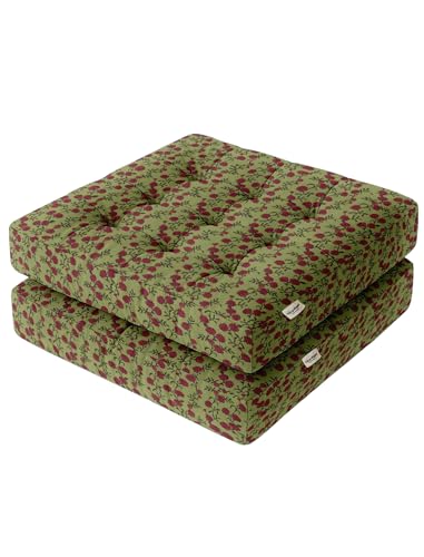 Vargottam Square Floor Pillow - Wildberry Meadow 22x22 Cotton Cushion with Shredded Memory Foam for Floor Seating, Yoga & Zen Decor von Vargottam
