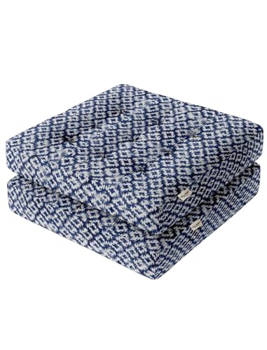 Vargottam Square Tufted Floor Cushion - Blue Ikat Diamond 22" Cotton Meditation Pillow with Memory Foam, Floor Pouf for Reading, Yoga, Home Decor Vargottam Square Tufted Floor Cushion - Blue Ikat Diamond 22" Cotton Meditation Pillow with Memory Foam, Floor Pouf for Reading, Yoga, Home Decor von Vargottam