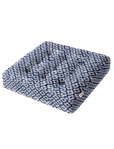 Vargottam Square Tufted Floor Cushion - Blue Ikat Diamond 22" Cotton Meditation Pillow with Memory Foam, Floor Pouf for Reading, Yoga, Home Decor Vargottam Square Tufted Floor Cushion - Blue Ikat Diamond 22" Cotton Meditation Pillow with Memory Foam, Floor Pouf for Reading, Yoga, Home Decor von Vargottam