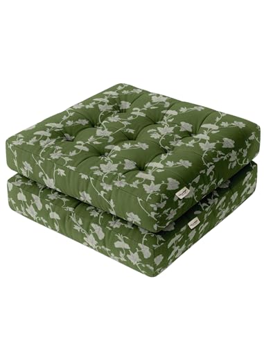 Vargottam Square Tufted Floor Cushion - Green Block Pprint Vine 22" Cotton Meditation Pillow with Memory Foam, Floor Pouf for Reading, Yoga, Home Decor Vargottam Square Tufted Floor Cushion - Green Block Pprint Vine 22" Cotton Meditation Pillow with Memory Foam, Floor Pouf for Reading, Yoga, Home Decor von Vargottam