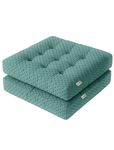 Vargottam Square Tufted Floor Cushion - Polka On Blue 22" Cotton Meditation Pillow with Memory Foam, Floor Pouf for Reading, Yoga, Home Decor von Vargottam