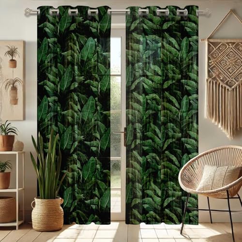 Vargottam-Vorhänge mit Blätter-Design für Fenster und Türen – 2-teiliges Set, 213,4 cm Länge, Ösen Oben, lichtfilternder Georgette-Vorhang für Wohnzimmer, Schlafzimmer oder Büro Vargottam-Vorhänge mit Blätter-Design für Fenster und Türen – 2-teiliges Set, 213,4 cm Länge, Ösen Oben, lichtfilternder Georgette-Vorhang für Wohnzimmer, Schlafzimmer oder Büro von Vargottam