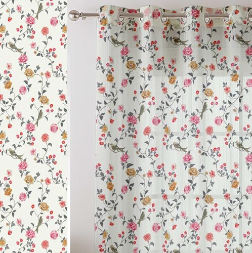 Vargottam transparente Georgette-Vorhänge mit Blumendruck für Fenster und kleine Türen – 2er-Set, 183 cm lang, Ösen Oben, Bedruckte, lichtfilternde Vorhänge für Wohnzimmer oder Arbeitszimmer Vargottam transparente Georgette-Vorhänge mit Blumendruck für Fenster und kleine Türen – 2er-Set, 183 cm lang, Ösen Oben, Bedruckte, lichtfilternde Vorhänge für Wohnzimmer oder Arbeitszimmer von Vargottam