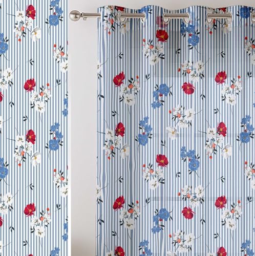 Vargottam transparente Georgette-Vorhänge mit Streifenmuster für Fenster und kleine Türen – 2er-Set, 183 cm lang, Ösen Oben, Bedruckte, lichtfilternde Vorhänge für Wohnzimmer oder Arbeitszimmer Vargottam transparente Georgette-Vorhänge mit Streifenmuster für Fenster und kleine Türen – 2er-Set, 183 cm lang, Ösen Oben, Bedruckte, lichtfilternde Vorhänge für Wohnzimmer oder Arbeitszimmer von Vargottam
