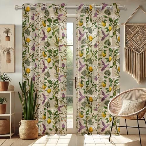 Vargottam transparente Georgette-Vorhänge mit Vogelmuster für Fenster und kleine Türen – 2er-Set, 183 cm lang, Ösen Oben, Bedruckte, lichtfilternde Vorhänge für Wohnzimmer oder Arbeitszimmer Vargottam transparente Georgette-Vorhänge mit Vogelmuster für Fenster und kleine Türen – 2er-Set, 183 cm lang, Ösen Oben, Bedruckte, lichtfilternde Vorhänge für Wohnzimmer oder Arbeitszimmer von Vargottam