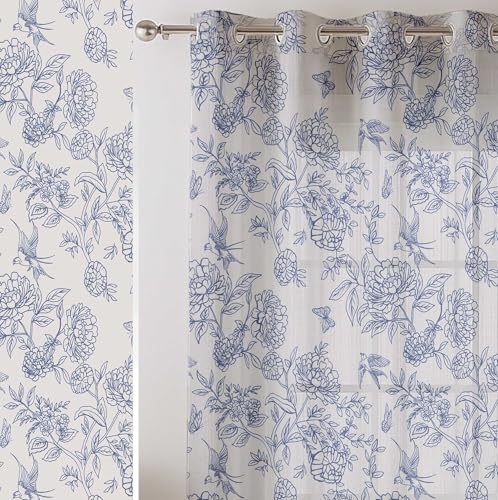 Vargottam transparente Vorhänge mit Blätterdruck für Fenster und Türen – 2-teiliges Set, 213,4 cm Länge, Ösen Oben, lichtfilternder Georgette-Vorhang für Wohnzimmer, Schlafzimmer oder Büro Vargottam transparente Vorhänge mit Blätterdruck für Fenster und Türen – 2-teiliges Set, 213,4 cm Länge, Ösen Oben, lichtfilternder Georgette-Vorhang für Wohnzimmer, Schlafzimmer oder Büro von Vargottam