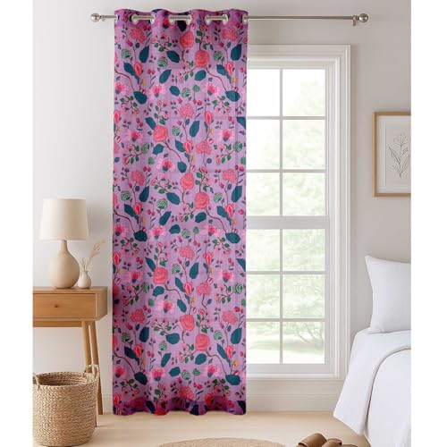 Vargottam transparente Vorhänge mit Blumendruck für hohe Türen und Fenster – 2er-Set, 228 cm Länge, Ösen Oben, Bedruckte Georgette-Lichtfilterpaneele für die Heimdekoration Vargottam transparente Vorhänge mit Blumendruck für hohe Türen und Fenster – 2er-Set, 228 cm Länge, Ösen Oben, Bedruckte Georgette-Lichtfilterpaneele für die Heimdekoration von Vargottam