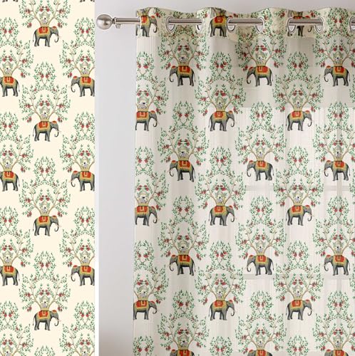 Vargottam transparente Vorhänge mit asiatischem Aufdruck für Fenster und Türen – 2-teiliges Set, 213,4 cm Länge, Ösen Oben, lichtfilternder Georgette-Vorhang für Wohnzimmer, Schlafzimmer oder Büro Vargottam transparente Vorhänge mit asiatischem Aufdruck für Fenster und Türen – 2-teiliges Set, 213,4 cm Länge, Ösen Oben, lichtfilternder Georgette-Vorhang für Wohnzimmer, Schlafzimmer oder Büro von Vargottam