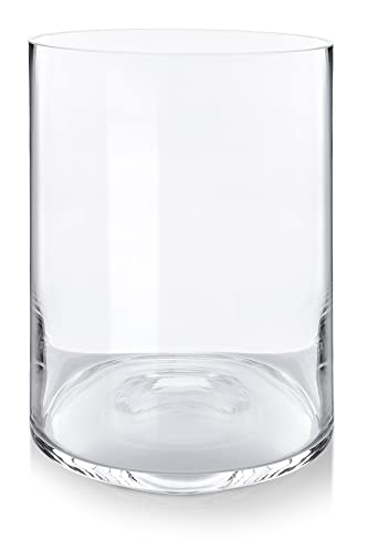 Blumenvase aus Glas in verschiedenen Größen von Varia Living | Glasvase rund | Glaszylinder mit Boden für Kerze | Windlicht aus Glas | klar (H 25 cm | Ø 20 cm) von Varia Living