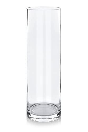 Blumenvase aus Glas in verschiedenen Größen von Varia Living | Glasvase rund | Glaszylinder mit Boden für Kerze | Windlicht aus Glas | klar (H 30 cm | Ø 10 cm) von Varia Living