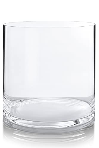 Blumenvase aus Glas in verschiedenen Größen von Varia Living | Glasvase rund | Glaszylinder mit Boden für Kerze | Windlicht aus Glas | klar (H 30 cm | Ø 30 cm) von Varia Living