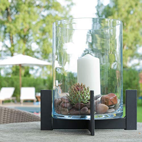 Großes Windlicht/Laterne mit Glas aus Metall/Eisen für drinnen oder im Garten als Laterne wunderschön zum Dekorieren als Kerzenleuchter (H 38 cm/Ø 34) von Varia Living