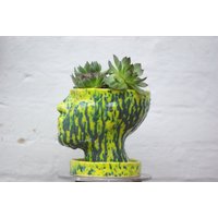 Gelber Blumentopf | Handgemachter Übertopf Aus Ton Kopf-Blumentopf von VariegatedHead