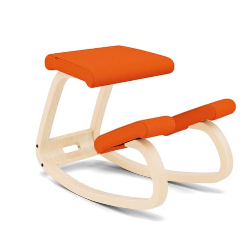 Variable, Original Kniestuhl, Design von Peter Opsvik, Limited Soft Fame Fabric - Natur/Orange von Varier