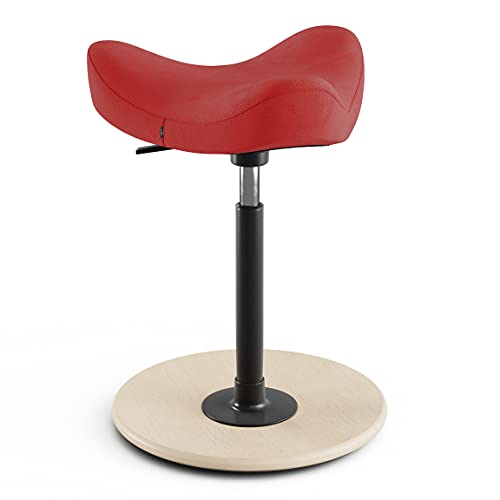 Varier Move - Bürostuhl für höhenverstellbare Schreibtische, Stehhilfehocker - Natur/Rot von Varier