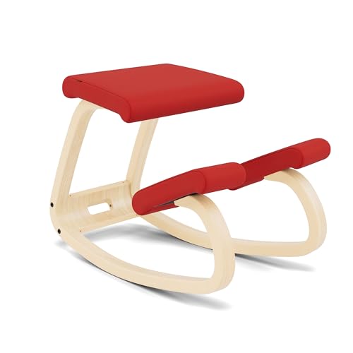 Variable, Original Kniestuhl, Design von Peter Opsvik - Natur/Rot, Profitieren Sie von Einer 10-jährigen Garantie von Varier