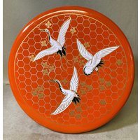 "Vintage Shady Mino Jgi Japan Orange 12 "Kunststoffdose Mit Kranichen - Rar " von VarietyCompany