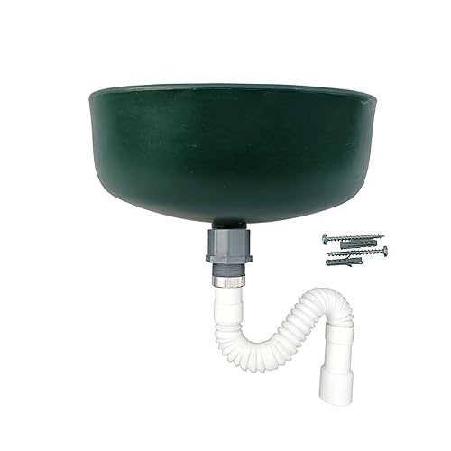 Varile Premium-Set Waschbecken Grün aus Kunststoff für Garten & Keller inkl. Abflusssieb-Haarsieb aus Kunststoff von Varile