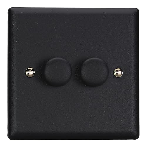VARILIGHT - Mattschwarz - Urban - 2-Gang 2-Wege V-Com Push On/Off Dreh-LED-Dimmer 2 x 0-100 W - KYP102.MB VARILIGHT - Mattschwarz - Urban - 2-Gang 2-Wege V-Com Push On/Off Dreh-LED-Dimmer 2 x 0-100 W - KYP102.MB von Varilight