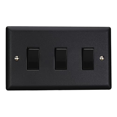 VARILIGHT XY93B.MB Wippschalter, 3-fach, 10 A, 1- oder 2-Wege-Wippschalter, Doppelplatte, Mattschwarz VARILIGHT XY93B.MB Wippschalter, 3-fach, 10 A, 1- oder 2-Wege-Wippschalter, Doppelplatte, Mattschwarz von Varilight