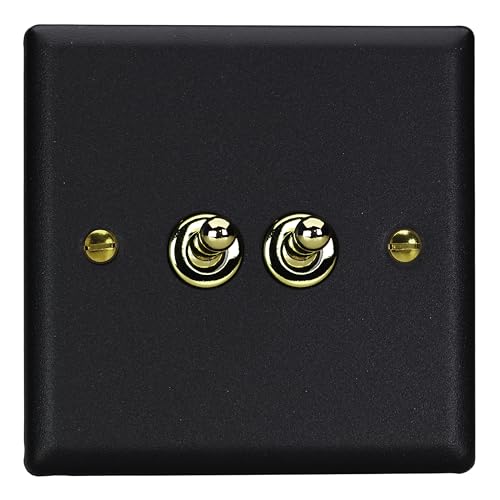 Varilight 2-Gang 10A 1- oder 2-Wege-Kippschalter, Mattschwarz von Varilight