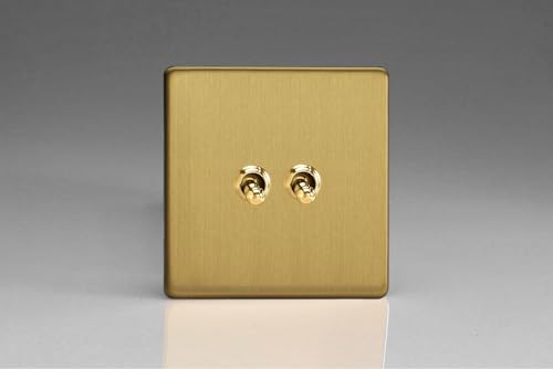 Varilight - 2G 1 oder 2 W 10 A klassischer Kippschalter Dimension schraubenloses gebürstetes Messing – XDBT2S Varilight - 2G 1 oder 2 W 10 A klassischer Kippschalter Dimension schraubenloses gebürstetes Messing – XDBT2S von Varilight