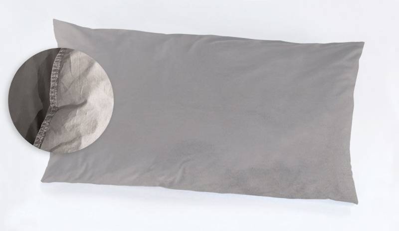 Vario Kissenbezug Renforce Stone Washed kitt, 40 x 80 cm von Vario