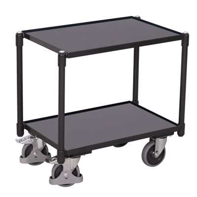 Euro-System-Roller 250kg, 2 Ladeflächen 10mm Rand 675 x 415 x 635mm RAL 7016 von Variofit