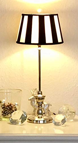 klassische Kaminleuchte/Simsleuchte/Tischlampe DORSET, rund* Nickel hochgänzend mit Chintzschirm *rund* (creme/schwarz) 20cmx15cm, Höhe mit Schirm 465mm/ o. LEUCHTMITTEL/WEEE-Reg.-Nr.DE61240014 von Various