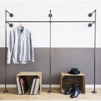 Industrial Design Garderobe & Offenes Kleiderschranksystem in Wunschgröße - Kleiderständer Für Wandmontage Aus Wasserrohr Duo High von VariousDesignShop