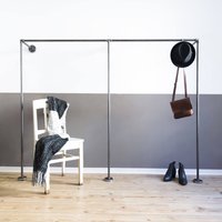 Industrial Kleiderständer - Offener Kleiderschrank Garderobe Aus Stahlrohr Industriedesign Duo Low von VariousDesignShop