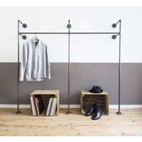 Offene Garderobe - Offener Kleiderschrank Industrial Garderobenschrank Industriedesign Stahlrohre Duo High von VariousDesignShop