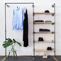 Offener Kleiderschrank Im Industriedesign in Wunschgröße - Ankleidesystem Mit Kleiderstange + Regal Aus Wasserrohr von VariousDesignShop