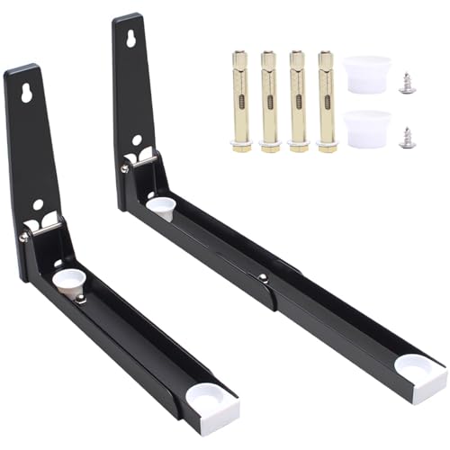 2 Stück Edelstahl Mikrowelle Wandhalterung Regal Schwerlast Küchenregal Faltbare Aufbewahrungshalterung Ideal für Platzsparend Inklusive Dehnschrauben für einfache Installation von Varku