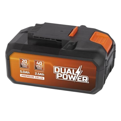Varo Dual Power Akku POWDP9037-2x20V, 5.0Ah, 2.5Ah - für 20V & 40V Werkzeuge - Leistungsanzeige-LEDs - Akku-Plattform - Ideal für Akkuschrauber, kleine Bohrmaschine, Bohrschrauber UVM von POWERPLUS