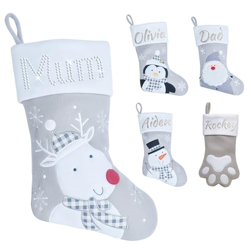 Varsany Premium Personalisierte Grau Rentier Weihnachtsstrümpfe - Passende Custom Xmas Strümpfe für Haustiere & Familie, Name Hund Strümpfe für Weihnachtsstrumpf, Urlaub Strümpfe Weihnachten Varsany Premium Personalisierte Grau Rentier Weihnachtsstrümpfe - Passende Custom Xmas Strümpfe für Haustiere & Familie, Name Hund Strümpfe für Weihnachtsstrumpf, Urlaub Strümpfe Weihnachten von Varsany