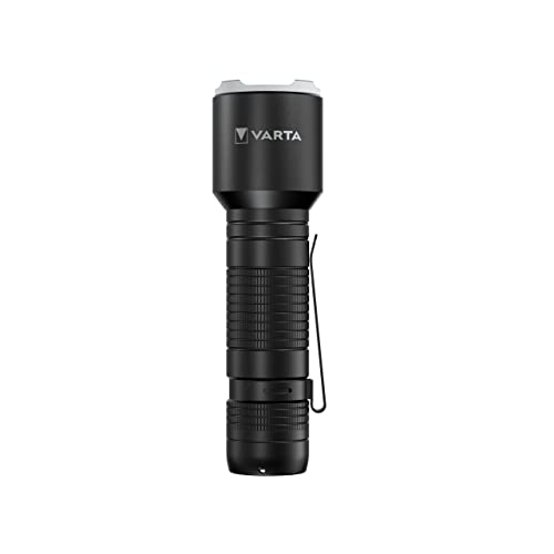 VARTA Taschenlampe LED inkl. 3x AAA Batterien, Aluminium Light F30 Pro Leuchte, Lampe mit drei Leuchtmodi, Taschenleuchte mit Aluminiumgehäuse, texturiertem Griff, stoßfest von Varta