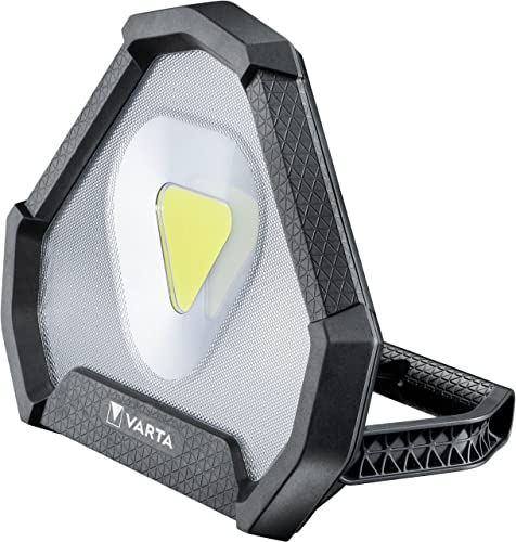 VARTA Baustrahler LED, wiederaufladbar, Arbeitsleuchte, Work Flex Stadium Light mit aufladbarem Li-Ion Akku, Werkstattlampe inkl. Micro USB Ladekabel, spritzwasser- und staubgeschützt von VARTA