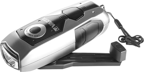 Varta LED Dynamo Light (3x 5 mm, mit Handkurbel Taschenlampe Flashlight Handlampe Leuchte, mit Kurbel - 100% batterieunabhängig - geeignet für Auto, Garage, Notfall, Stromausfall, Camping, Outdoor), 17680101401, Schwarz/Silber von VARTA