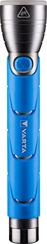 VARTA Taschenlampe LED inkl. 3x C Batterien, Outdoor Sports F30 Leuchte, Lampe mit zwei Leuchtmodi, Taschenleuchte mit gummiertem Griff, sehr robust, blau von Varta