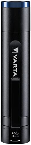 VARTA Taschenlampe LED aufladbar, Night Cutter F20R Leuchte, Lampe mit vier Leuchtmodi, inkl. Micro-USB Ladekabel, spritzwassergeschützt, kleine Taschenleuchte, schwarz von VARTA