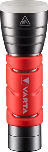 VARTA Taschenlampe LED inkl. 3x AAA Batterien, Outdoor Sports F10 Leuchte, Lampe mit zwei Leuchtmodi, Taschenleuchte mit gummiertem Griff, sehr robust, rot von Varta