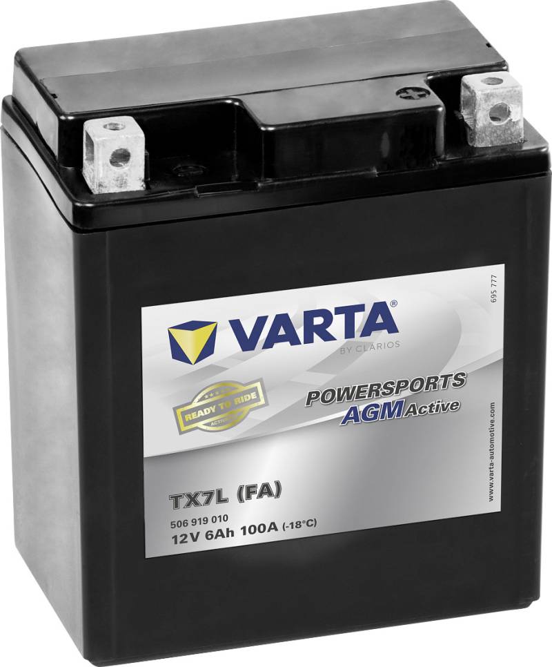 Varta AGM-Motorradbatterie TX7L FA 12V 6Ah 100A von Varta