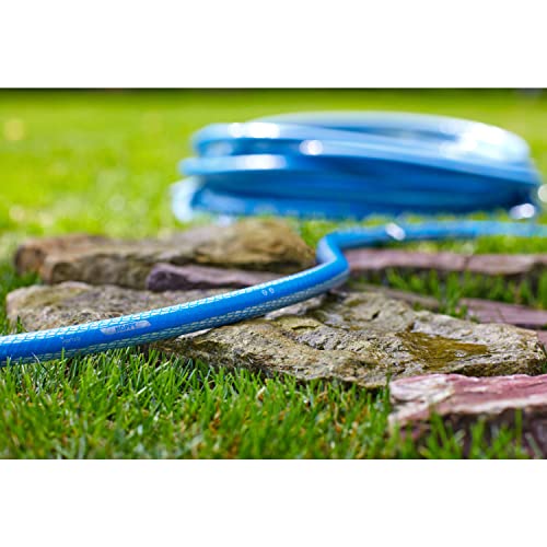 Vartco Hoppy 6-lagiger Wasserschlauch Trinkwasserschlauch Lebensmittelschlauch Anti Twist Gartenschlauch Gartenbewässerung Flexibel Flexischlauch UV-beständig 36 Bar (1/2'' 30m), Transparent/Blau von Vartco