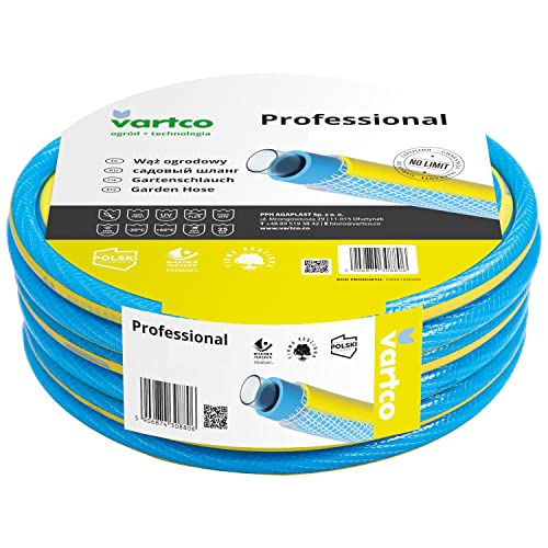 Vartco Professional 4-lagiger Wasserschlauch Gartenschlauch Anti Twist Schlauch Gartenbewässerung Flexibel Flexischlauch UV-beständig 25 Bar (1/2" 30m) von Vartco