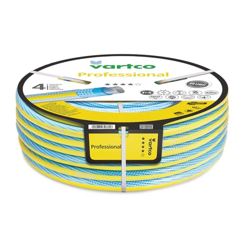 Vartco Professional 4-lagiger Wasserschlauch Gartenschlauch Lebensmittelschlauch Torsion-Free System Schlauch Gartenbewässerung Flexibel Flexischlauch UV-beständig 25 Bar (3/4" 50m) von Vartco