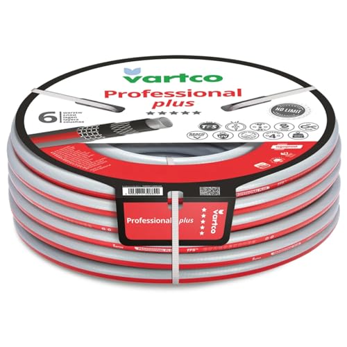 Vartco Professional Plus 6-lagiger Wasserschlauch Gartenschlauch Lebensmittelschlauch Torsion-Free System Gartenbewässerung Flexibel Flexischlauch UV-beständig 30 Bar (3/4" 30m) von Vartco