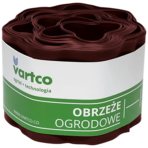 Vartco Rasenkante Gartenzaun Wellige Beeteinfasung Mähkante Garten Palisade Wurzelsperre Kunststoff (Braun, 10cm x9m) von Vartco