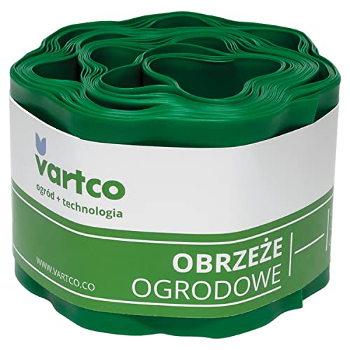 Vartco Rasenkante Gartenzaun Wellige Beeteinfasung Mähkante Garten Palisade Wurzelsperre Kunststoff (Grün, 15cm x9m) von Vartco